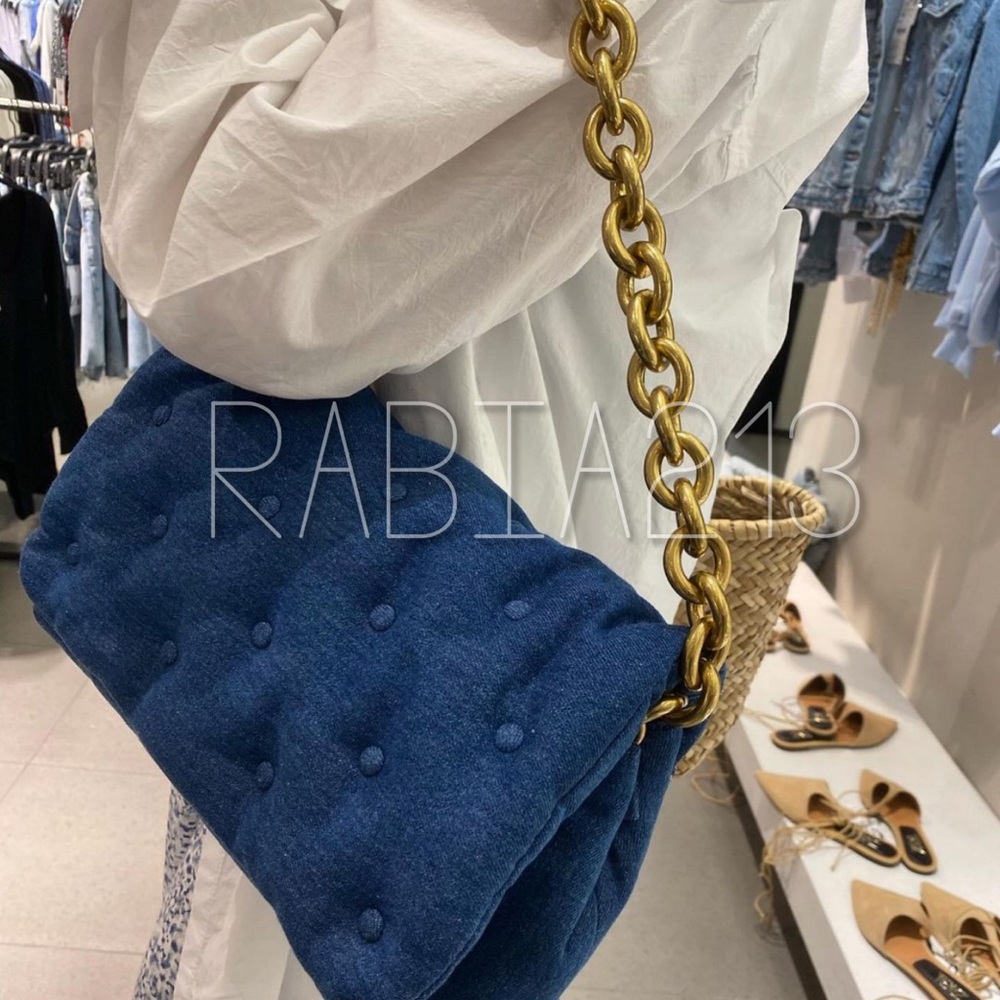 LAST 1!🔥ZARA QUILTED DENIM CHAIN STRAP CROSSBODY - Picture 14 of 16